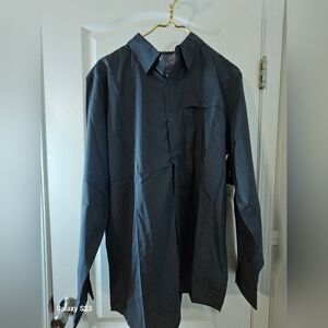 Swiss Tech Button Up Shirt Men's L. Long Sleeve Collared Hiking Nylon Blend